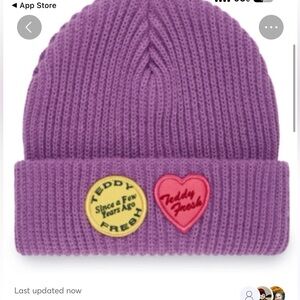 Teddy Fresh Lavender Beanie with Heart and Circle Patches